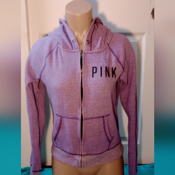 PINK Victoria's Secret Jackets & Blazers - PINK VICTORIA SECRET PURPLE JACKET WITH HOOD, SIZE  SMALL